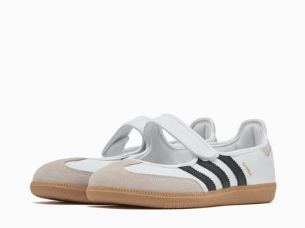 Adidas Samba Jane White Black Gum (Women's) JR1402 SneakerMood Pair, front three-quarter view