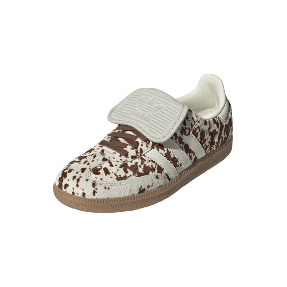 Adidas Samba LT Cow Print Brown White JS3931 SneakerMood Front three-quarter view