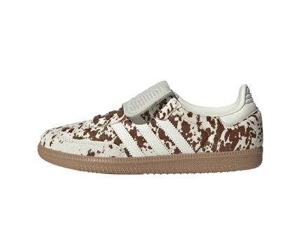 Adidas Samba LT Cow Print Brown White JS3931 SneakerMood Side view, toe pointing left