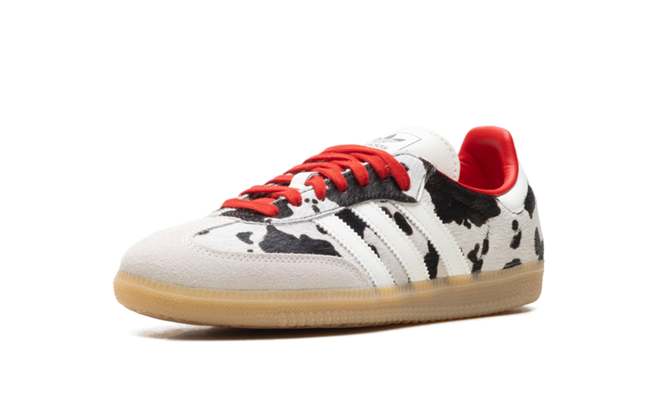 Adidas Samba OG Cow Print Aurora Coffee KI6956 SneakerMood Front three-quarter view