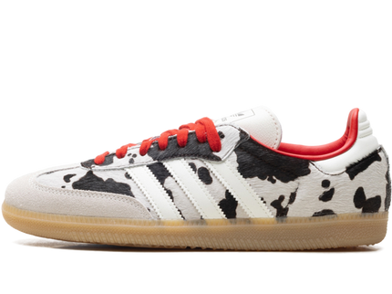 Adidas Samba OG Cow Print Aurora Coffee KI6956 SneakerMood Side view, toe pointing left