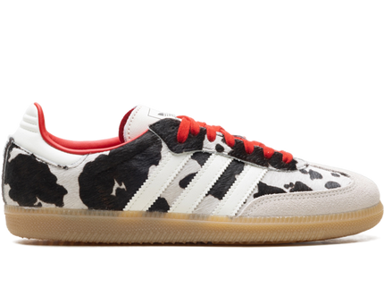 Adidas Samba OG Cow Print Aurora Coffee KI6956 SneakerMood Side view, toe pointing right
