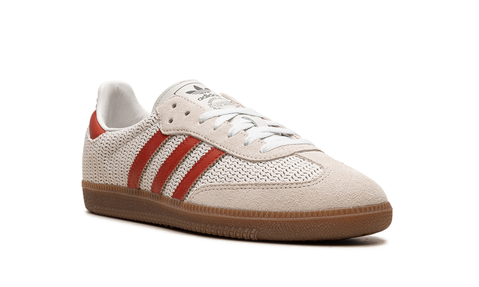 Adidas Samba OG Crystal White Preloved Red IG1380 SneakerMood Front three-quarter view