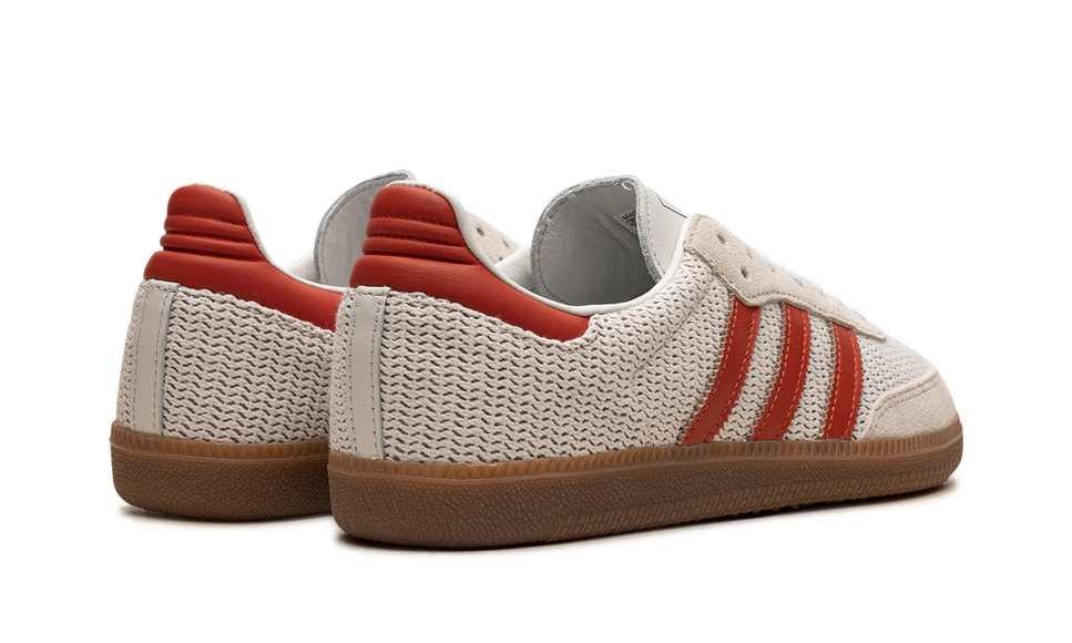Adidas Samba OG Crystal White Preloved Red IG1380 SneakerMood Pair, rear three-quarter view