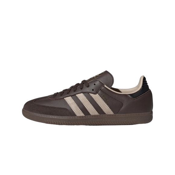 Adidas Samba OG Dark Brown Beige Gum JI0217 SneakerMood Side view, toe pointing left