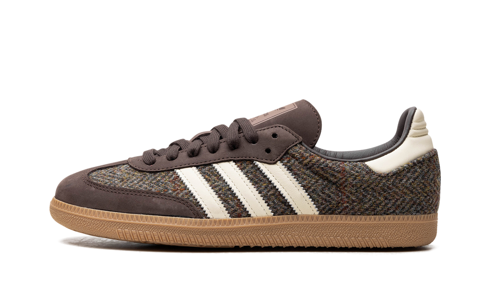 Adidas Samba OG Dark Brown Tweed ID1450 SneakerMood Side view, toe pointing left
