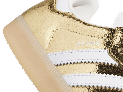 Adidas Samba OG Gold Metallic Cracked Leather (Women's) KI5719 SneakerMood Heel detail