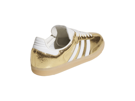 Adidas Samba OG Gold Metallic Cracked Leather (Women's) KI5719 SneakerMood Rear three-quarter view