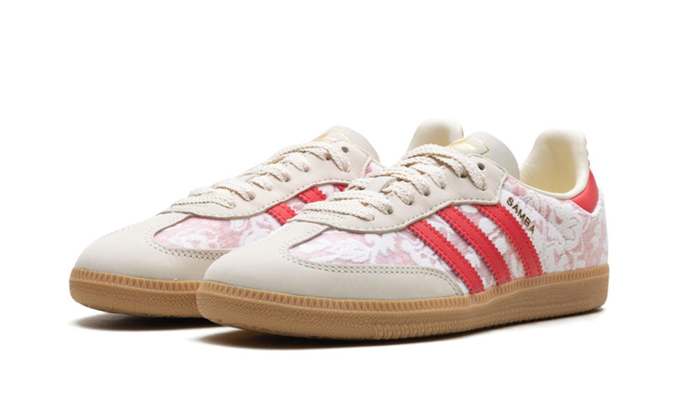 Adidas Samba OG Liberty London Better Scarlet (Women's) JR8841 SneakerMood Pair, front three-quarter view