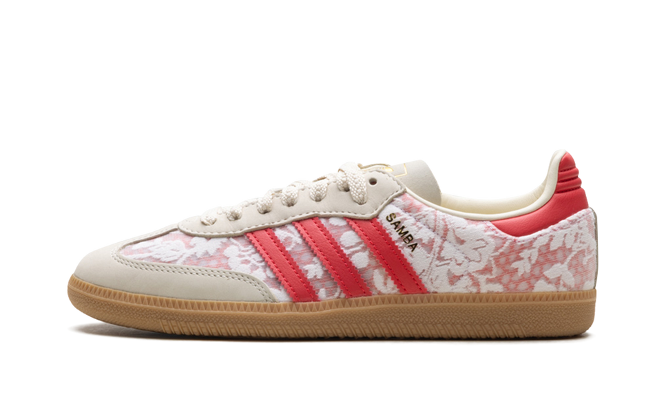 Adidas Samba OG Liberty London Better Scarlet (Women's) JR8841 SneakerMood Side view, toe pointing left