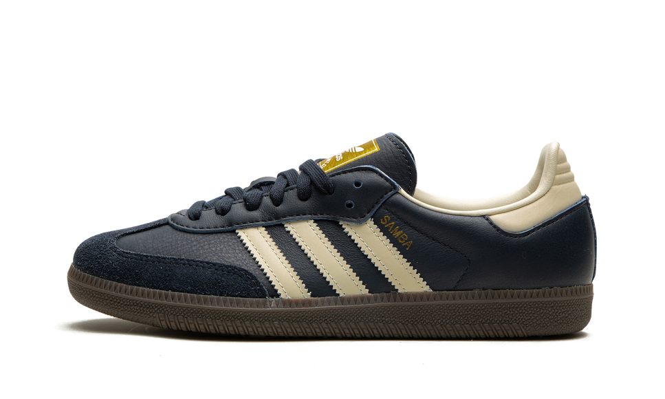 Adidas Samba OG Night Navy Gum ID2056 SneakerMood Side view, toe pointing left