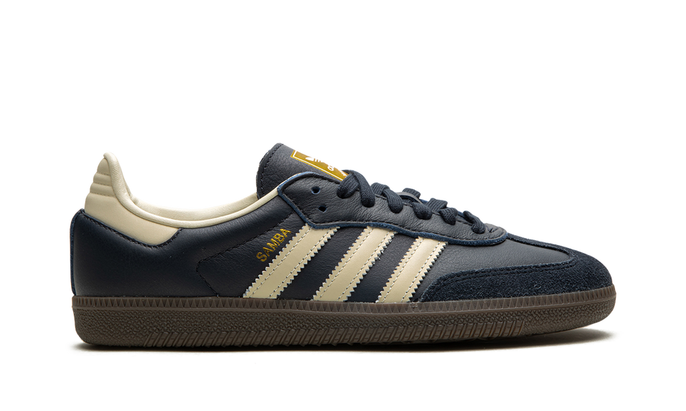Adidas Samba OG Night Navy Gum ID2056 SneakerMood Side view, toe pointing right