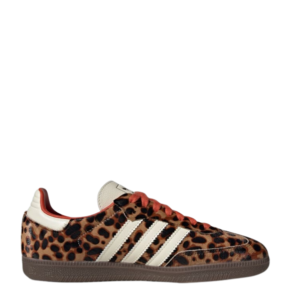Adidas Samba OG "Preloved Red Leopard" JI2734 SneakerMood Side view toe pointing right