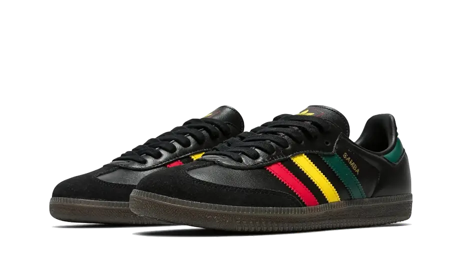 Adidas Samba OG Rasta Pack Black IH3119 SneakerMood Pair, front three-quarter view