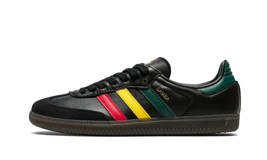 Adidas Samba OG Rasta Pack Black IH3119 SneakerMood Side view, toe pointing left