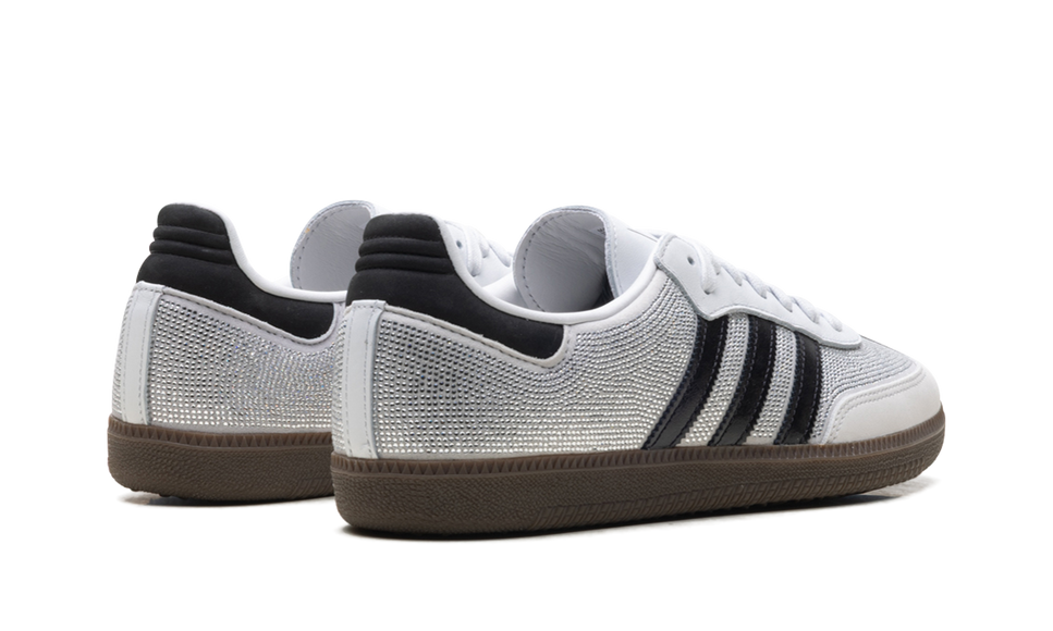 Adidas Samba OG Rhinestone Crystal White Silver IH9055 SneakerMood Pair, rear three-quarter view