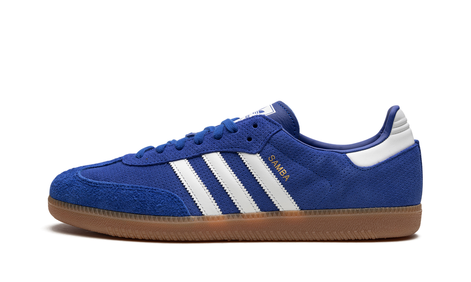 Adidas Samba OG Royal Blue Gum HP7901 SneakerMood Side view, toe pointing left
