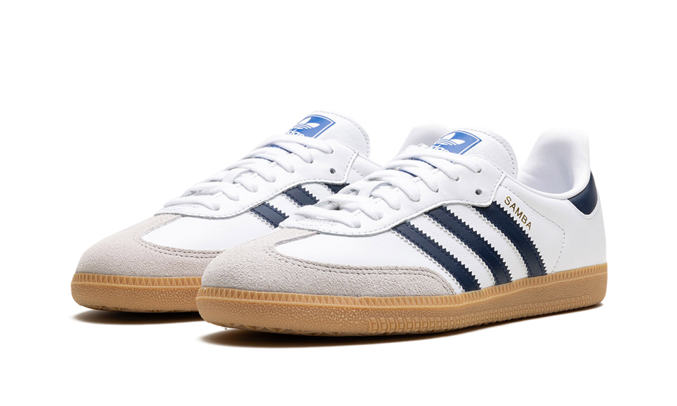 Adidas Samba OG White Night Indigo Gum IF3814 SneakerMood Pair, front three-quarter view