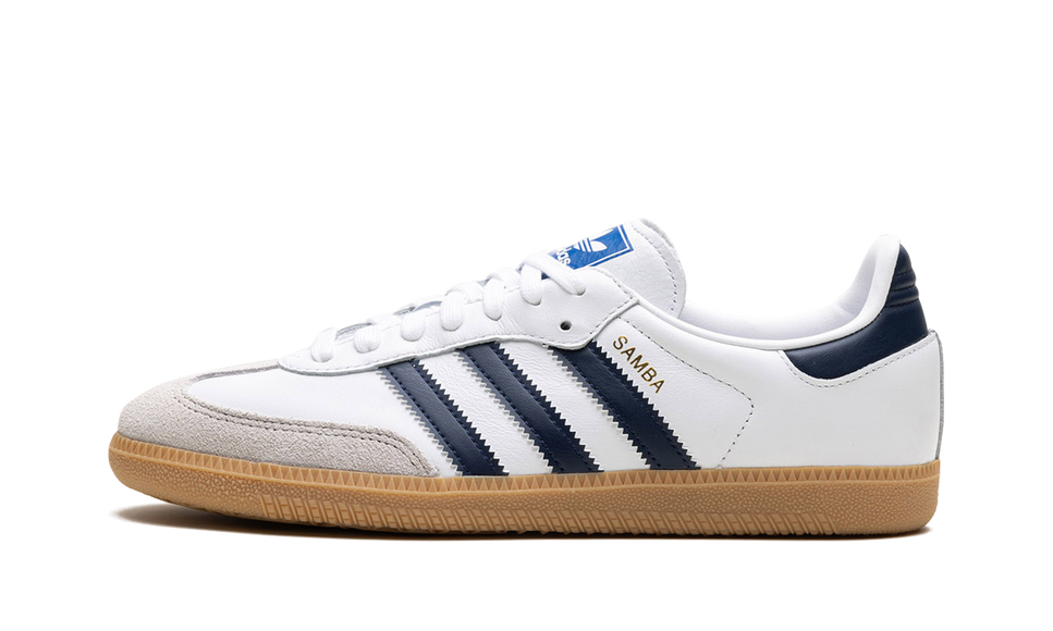 Adidas Samba OG White Night Indigo Gum IF3814 SneakerMood Side view, toe pointing left