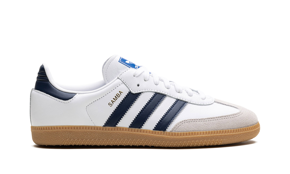 Adidas Samba OG White Night Indigo Gum IF3814 SneakerMood Side view, toe pointing right