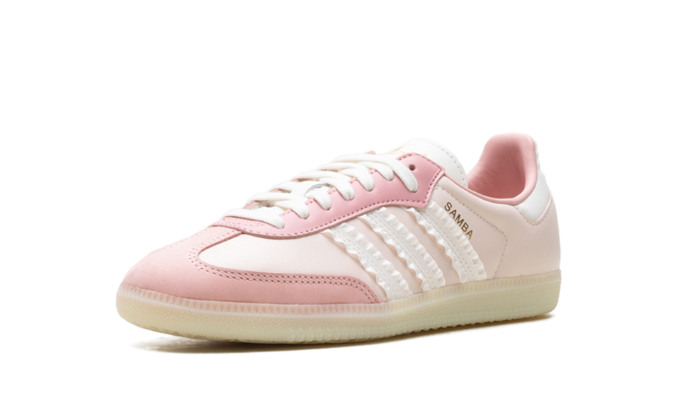 Adidas Samba Ruffle Stripes Pack Wonder Mauve JR8830 SneakerMood Front three-quarter view
