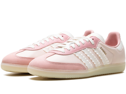 Adidas Samba Ruffle Stripes Pack Wonder Mauve JR8830 SneakerMood Pair, front three-quarter view