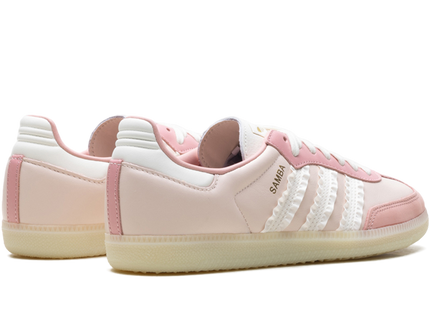 Adidas Samba Ruffle Stripes Pack Wonder Mauve JR8830 SneakerMood Pair, rear three-quarter view