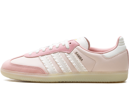 Adidas Samba Ruffle Stripes Pack Wonder Mauve JR8830 SneakerMood Side view, toe pointing left