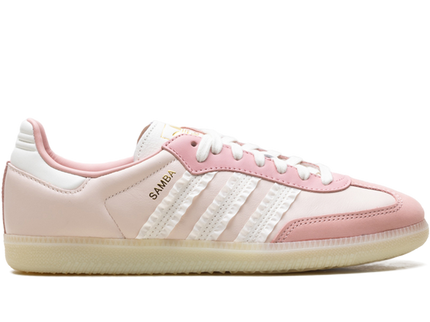 Adidas Samba Ruffle Stripes Pack Wonder Mauve JR8830 SneakerMood Side view, toe pointing right