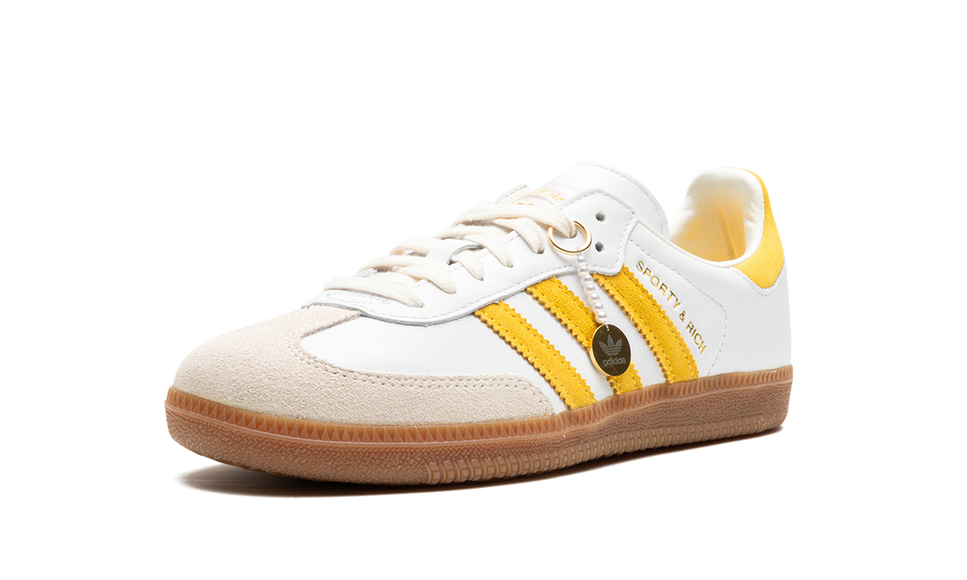 Adidas Samba Sporty & Rich White Bold Gold IF5661 SneakerMood Front three-quarter view