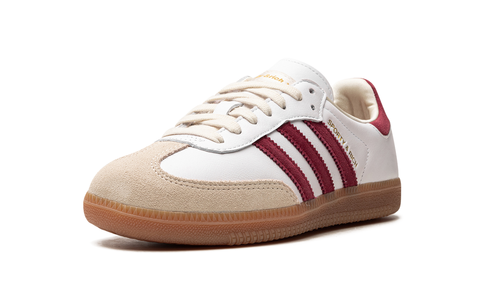 Adidas Samba Sporty & Rich White Collegiate Burgundy IF5660 SneakerMood Front three-quarter view