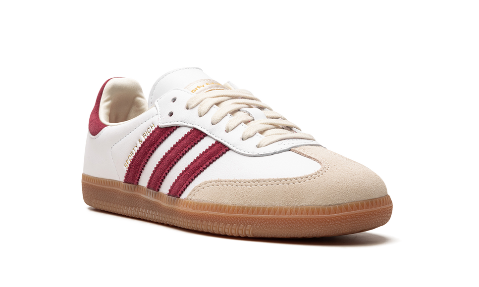 Adidas Samba Sporty & Rich White Collegiate Burgundy IF5660 SneakerMood Front three-quarter view