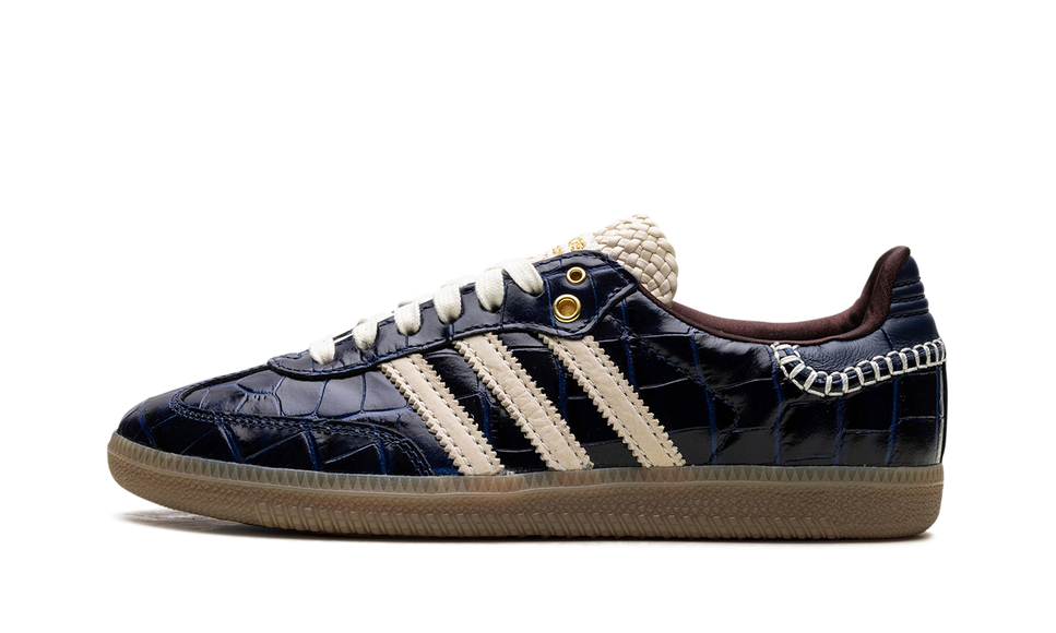 Adidas Samba Wales Bonner Navy Croc JH9825 SneakerMood Side view, toe pointing left