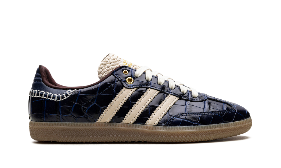 Adidas Samba Wales Bonner Navy Croc JH9825 SneakerMood Side view, toe pointing right