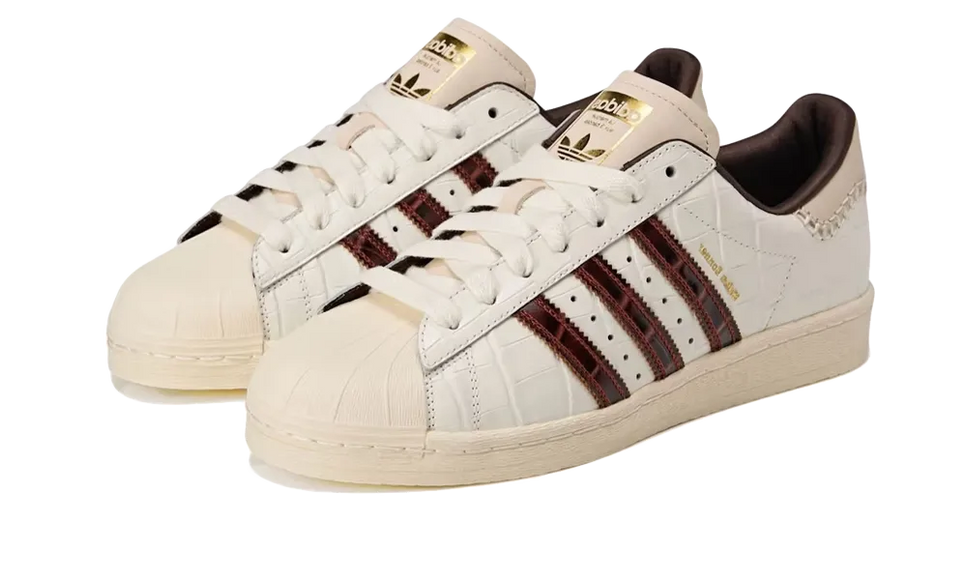 Adidas Superstar Wales Bonner White Brown Croc KH8797 SneakerMood Pair, front three-quarter view