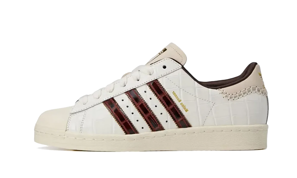 Adidas Superstar Wales Bonner White Brown Croc KH8797 SneakerMood Side view, toe pointing left