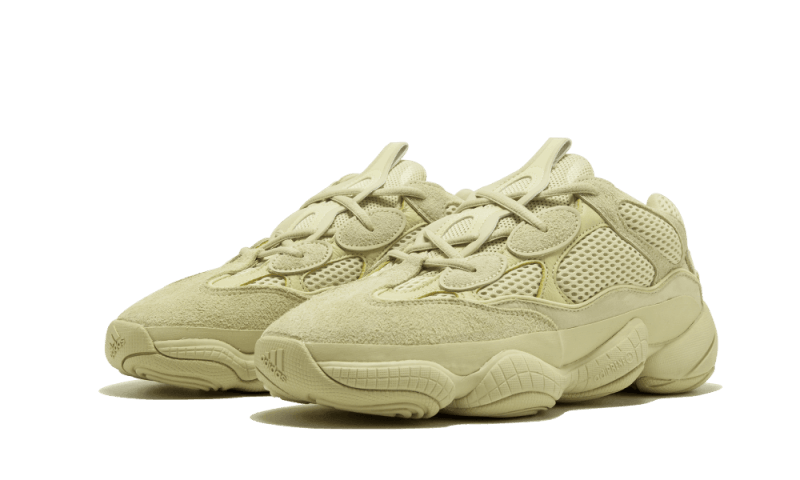 Adidas Yeezy 500 Desert Rat Super Moon Yellow DB2966 SneakerMood Pair, front three-quarter view