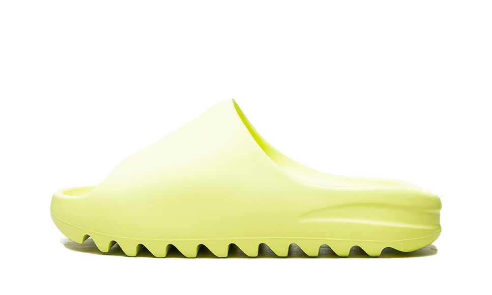 Adidas Yeezy Slide Glow Green (2022/2023 Restock) HQ6447 SneakerMood Side view, toe pointing left
