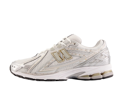New Balance 1906R White Rain Cloud Silver Metallic M1906RI SneakerMood Side view, toe pointing left