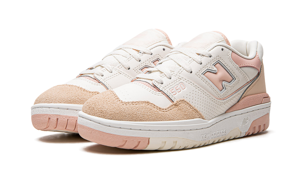 New Balance 550 White Pink (Women's) BBW550WP SneakerMood Pair, front three-quarter view