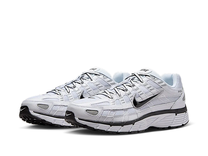 Nike P-6000 White Metallic Silver Black CD6404-107 SneakerMood Pair, front three-quarter view