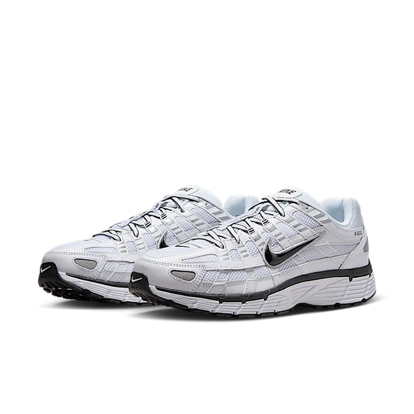 Nike P-6000 White Metallic Silver Black CD6404-107 SneakerMood Pair, front three-quarter view