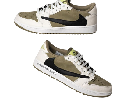Nike Travis Scott x Air Jordan 1 Low Golf 'Neutral Olive' - SneakerMood 