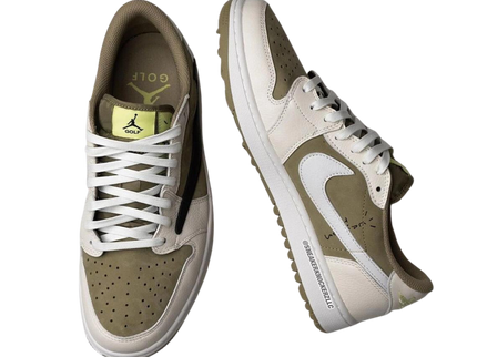 Nike Travis Scott x Air Jordan 1 Low Golf 'Neutral Olive' - SneakerMood 