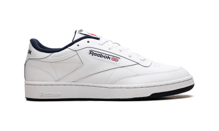 Reebok Club C 85 White Navy AR0457 SneakerMood Side view, toe pointing right
