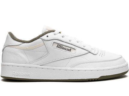 Reebok Club C JJJJound White Olive GX9657 SneakerMood Side view, toe pointing right