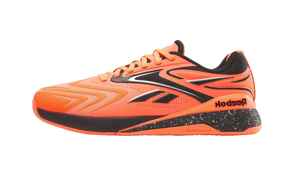 Reebok Nano X5 Edge Flash Orange White Black 100244428 SneakerMood Side view, toe pointing left