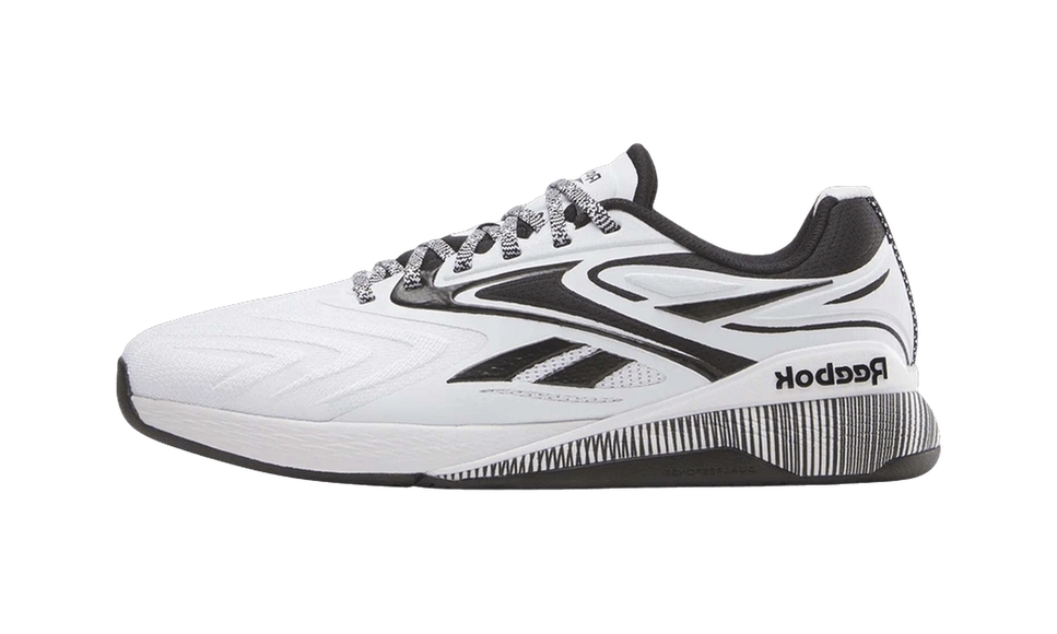 Reebok Nano X5 Edge White Black 100244427 SneakerMood Side view, toe pointing left