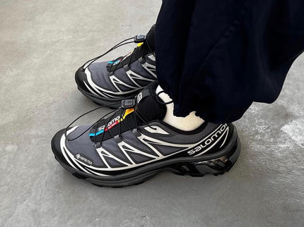 Salomon XT-6 Gore-Tex Black Lunar Rock L41663500 SneakerMood On feet, view from above