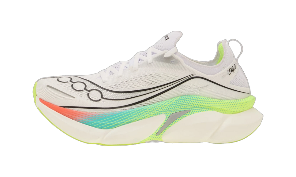 Saucony Endorphin Elite 3 White Multi S100981-1021 SneakerMood Side view, toe pointing left